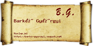 Barkó Györgyi névjegykártya
